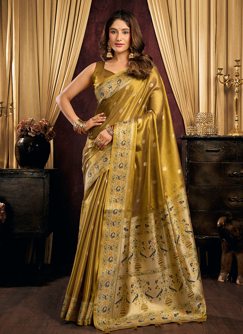 Tissue Silk With Tassels Traditional Wear Saree
