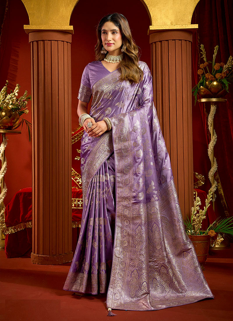 Satin Silk Swarovski Work Festive Wear Saree