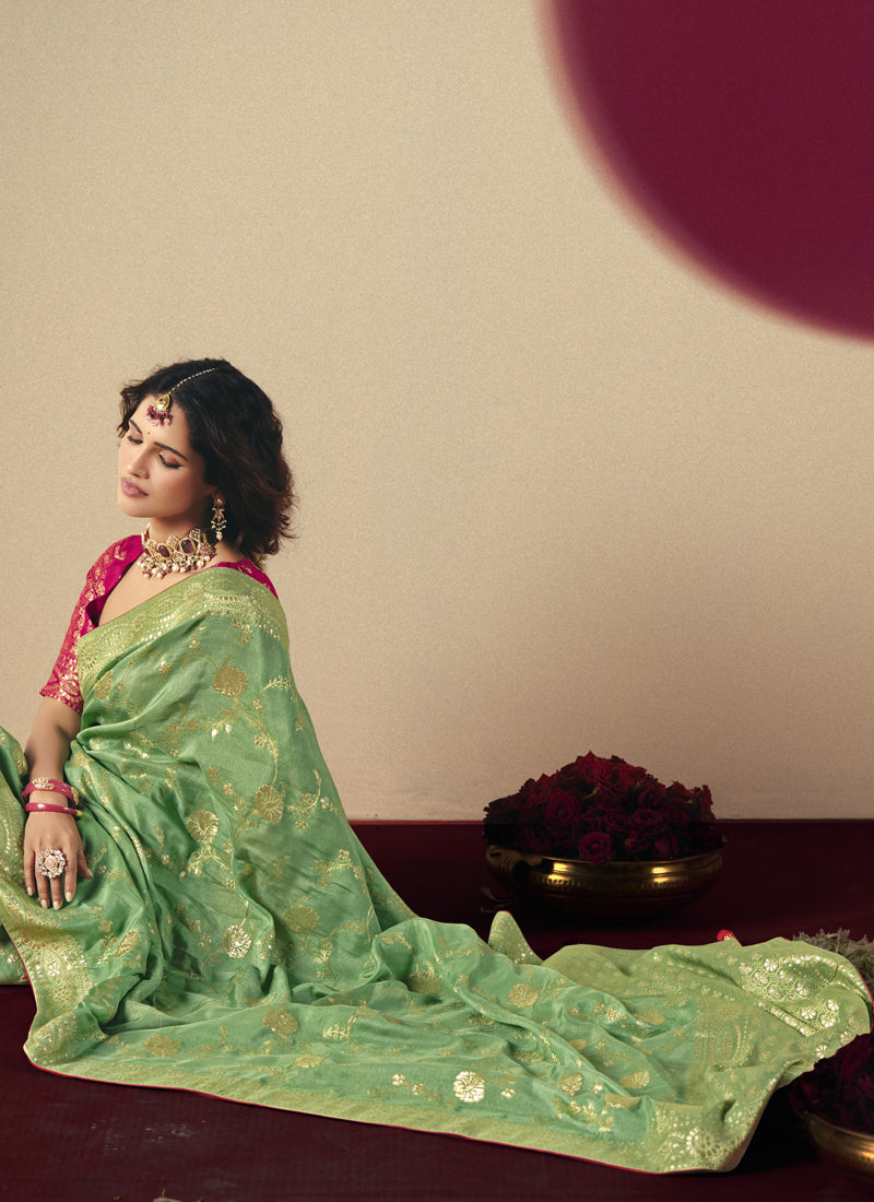 Pista Bemberg Viscose With Contrast Weaving Work Blouse