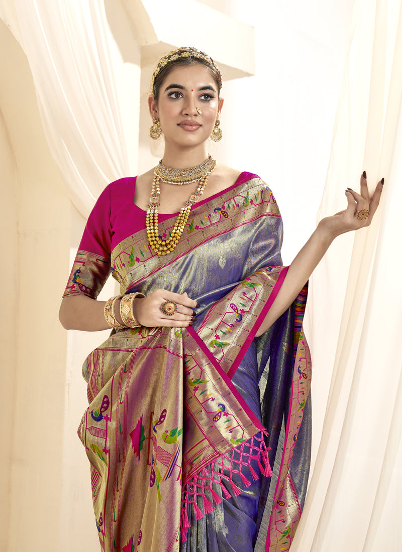 Lavender & Pink Wedding Wear Saree