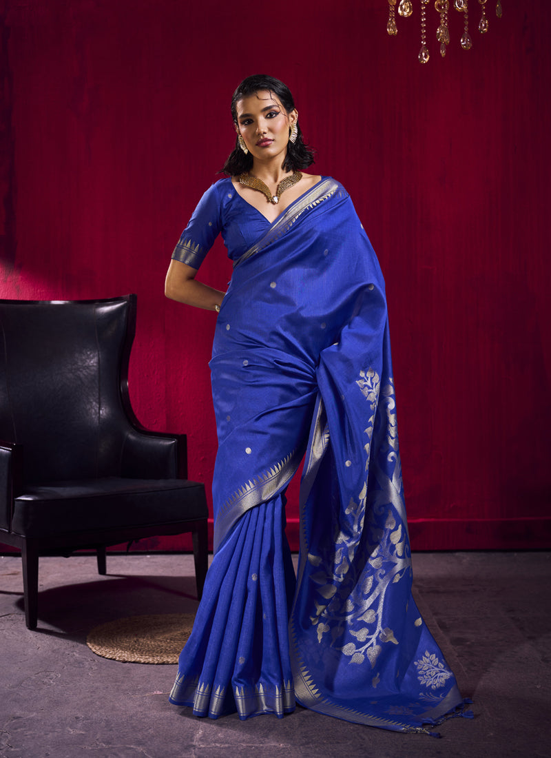 Satin Linen Handloom Weaving Silk festival Wear Saree