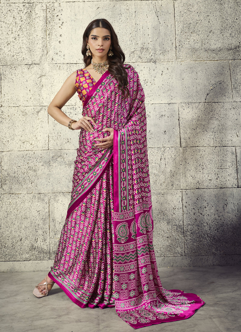 Pure Satin Handloom Weaving Silk Festival Wear Saree