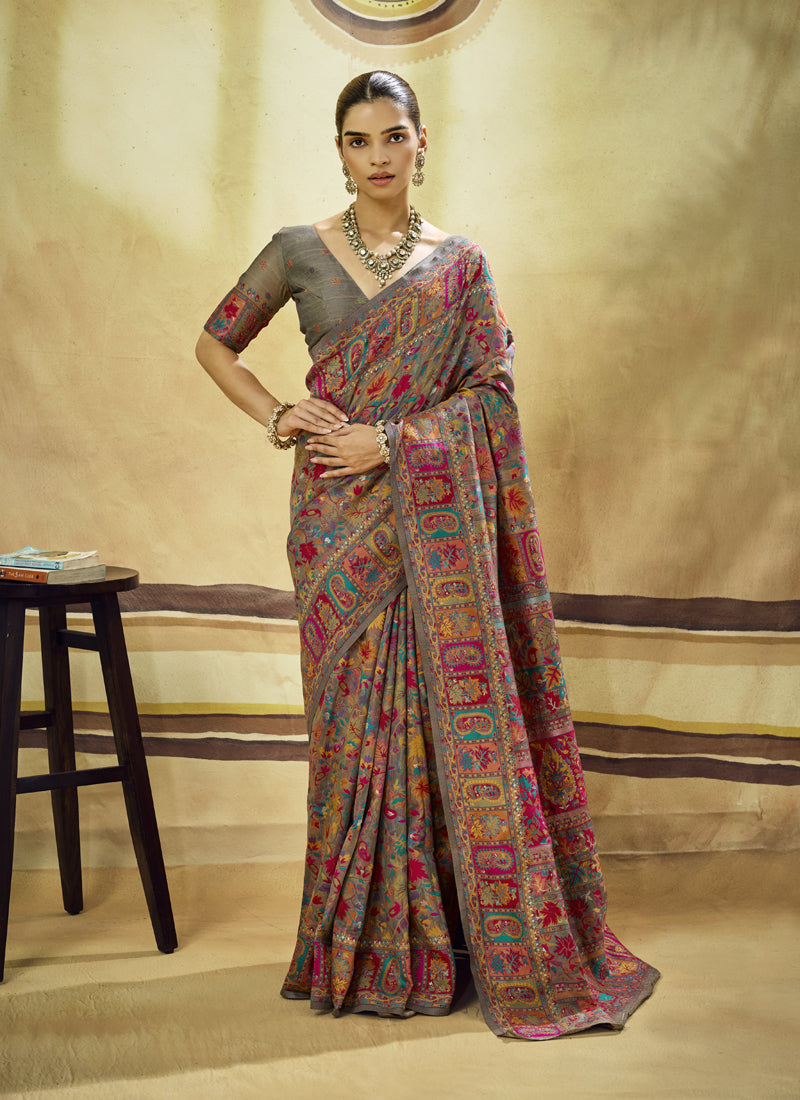 Modal Cotton Pashmina Weaving Festival Wear Saree