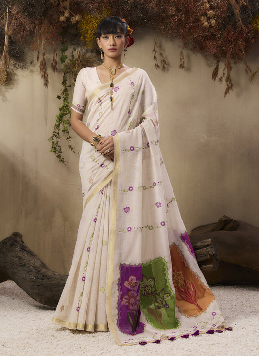 Multicolour Munga Cotton Handloom Weaving Saree