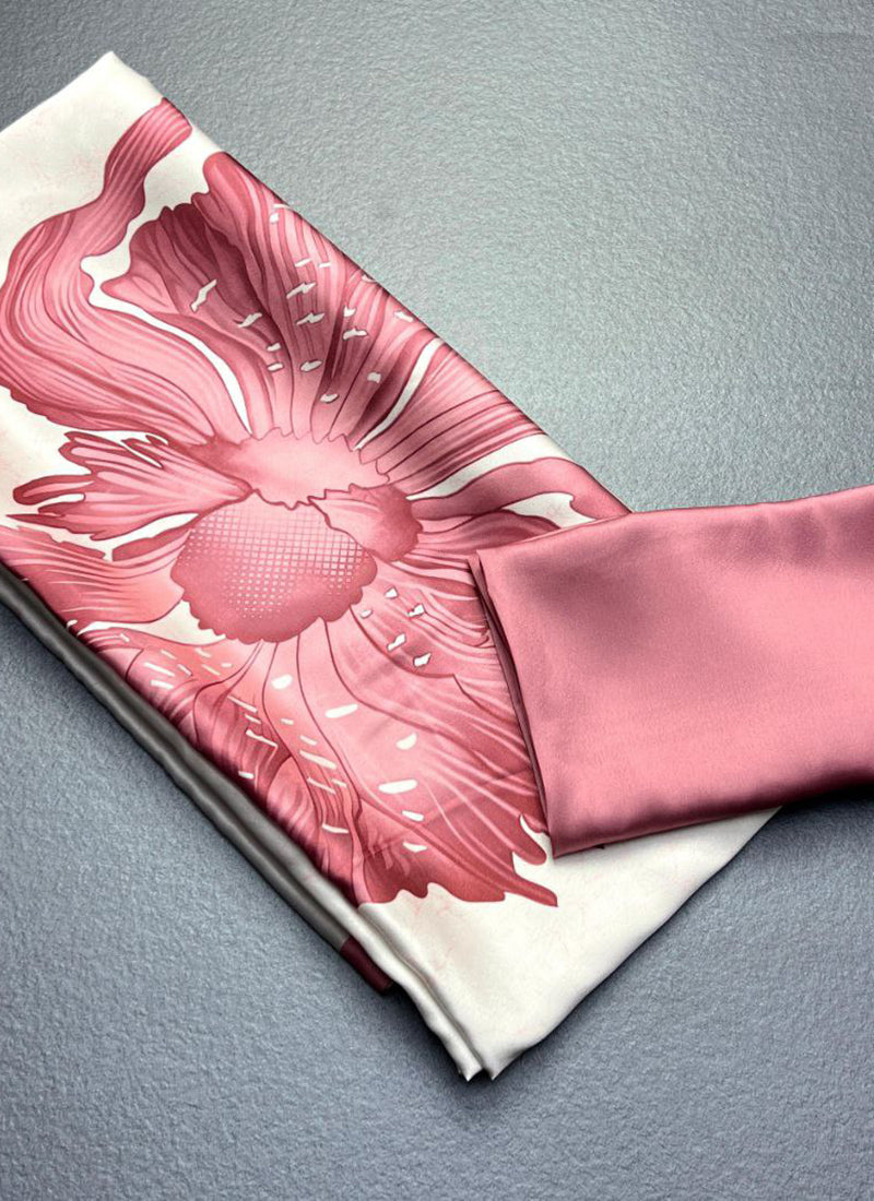 White Original Japan Devsena satin Saree Japan Satin Digital Print Blouse