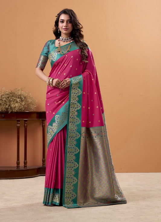 Soft Satin Silk Saree with Rich Woven Border Festive & Wedding Wear
