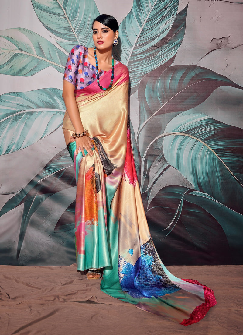 Crape Digital Printed Casual Wear Saree