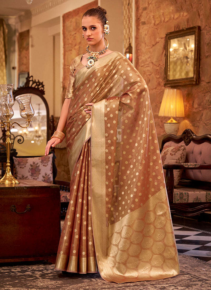 Zari Tissue Weaving Silk Wedding Wear Saree