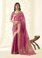 Pink Tissue Linen Zari Weaving  Traditional Wear Saree