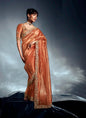 Rust Glass Glass Tissue With Heavy Designer Blouse Party Wear Saree