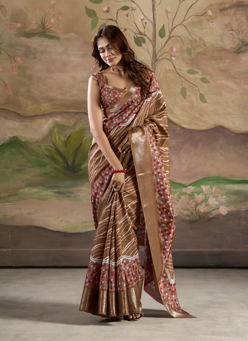 Silk Blended Printed Casual Wear Saree