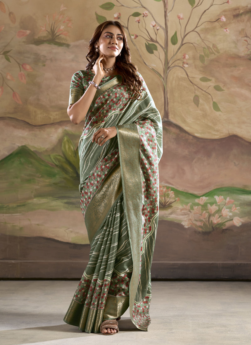 Silk Blended Printed Casual Wear Saree