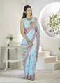 Light Sky Blue Linen Soft Beautiful Weaving Casual Wear Saree