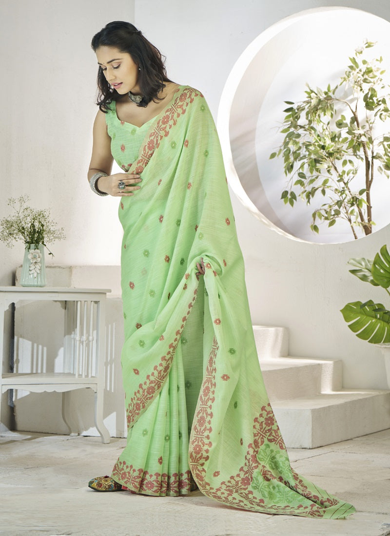 Linen Soft Beautiful Weaving Casual Wear Saree