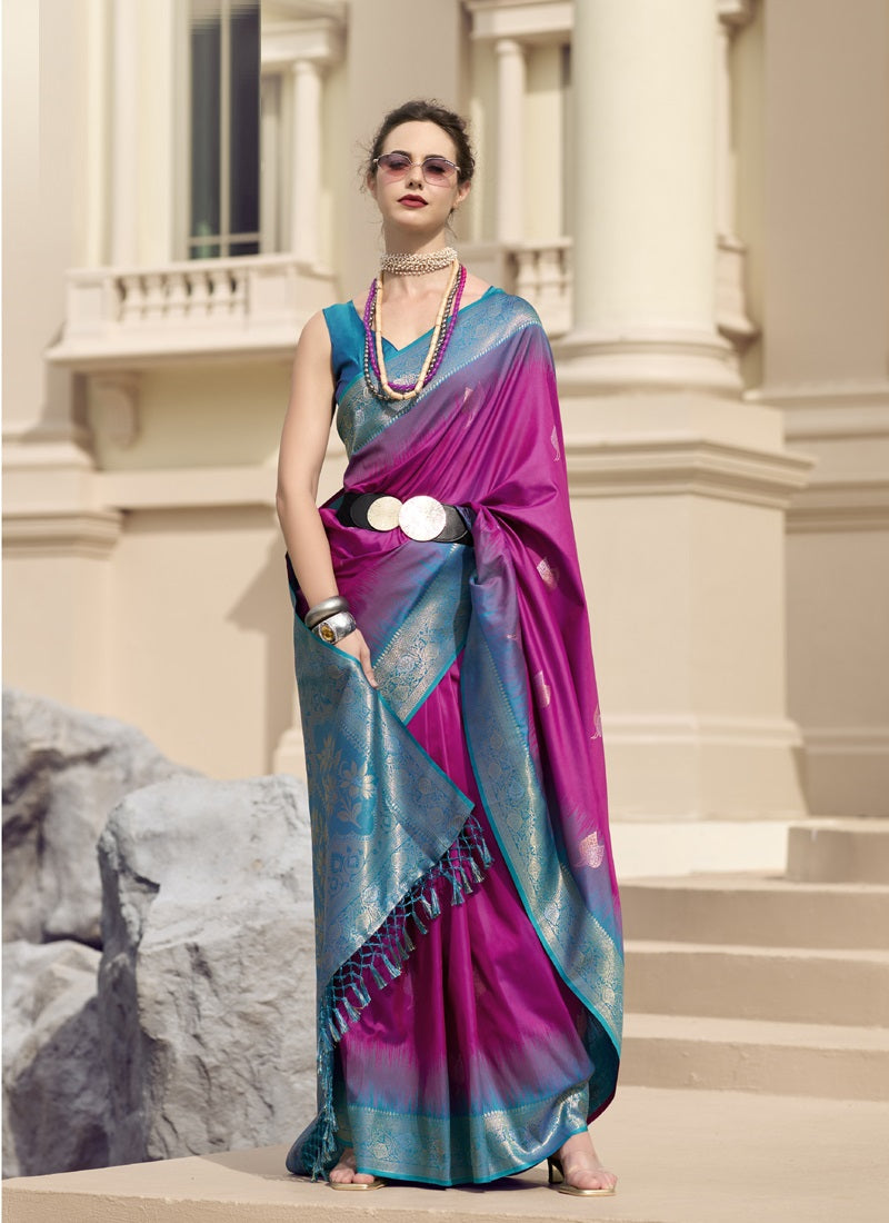 Soft Silk Zari Weaving  With Tussel On Pallu Tradtional Wear  Saree