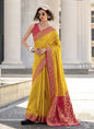 Mustard & Red Soft Silk Bandhani Print With Weaving Beautiful Border Saree