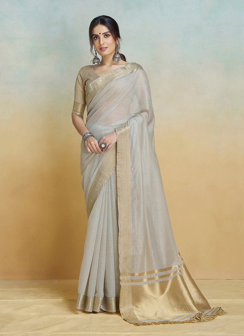 Khadi Silk With Beautiful Tussle Casual Wear Saree