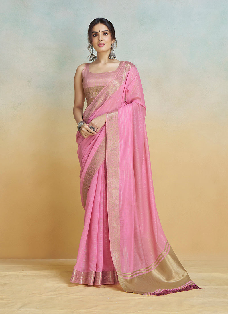 Khadi Silk With Beautiful Tussle Casual Wear Saree