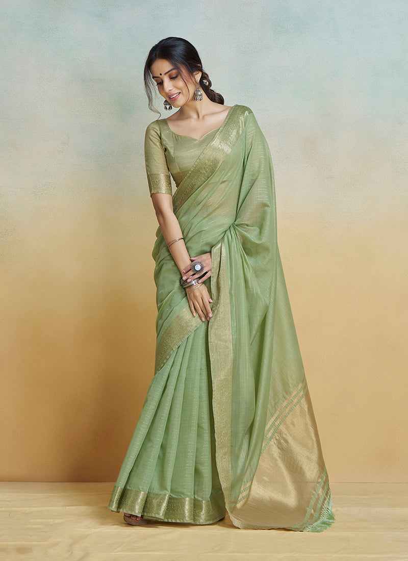 Khadi Silk With Beautiful Tussle Casual Wear Saree