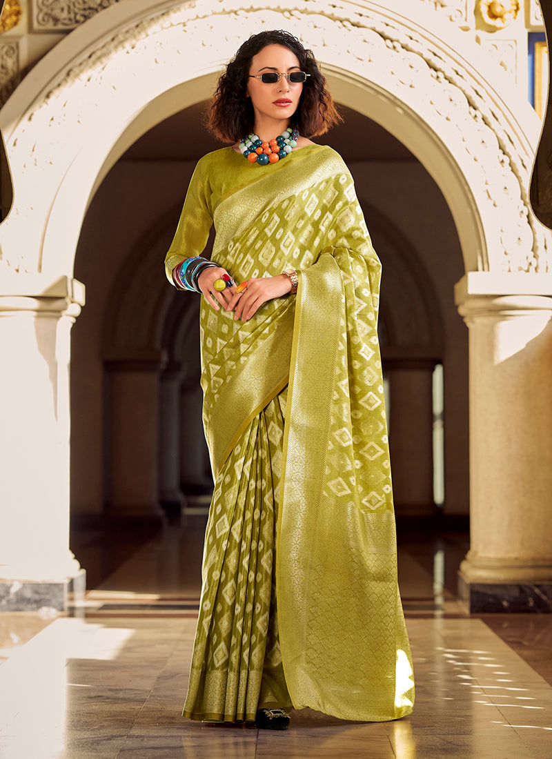 Tissue Silk With Zari Weaving Wedding Wear Saree