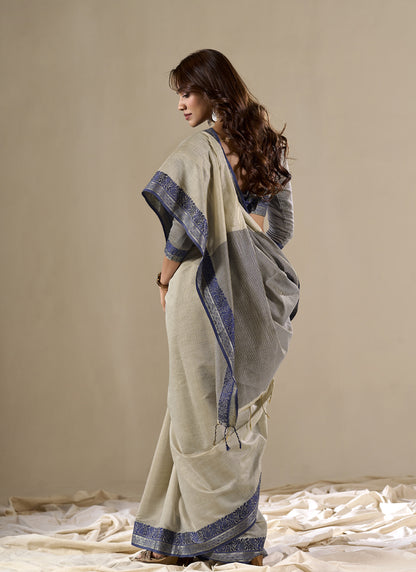 Beige Handloom Cotton Casual Wear Saree