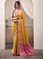 Mustard & Pink Patola Silk Festival Wear Saree