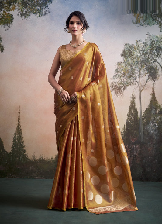 Tissue Silk With Rich Woven Zari Polka Dots Saree