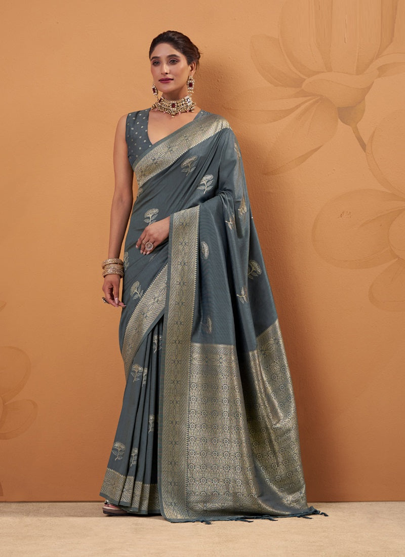 Tussar Silk With Rich Zari Border Saree Collection