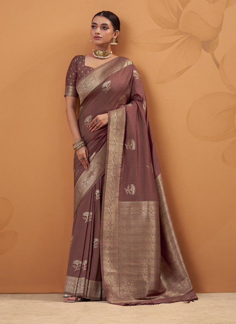 Tussar Silk With Rich Zari Border Saree Collection