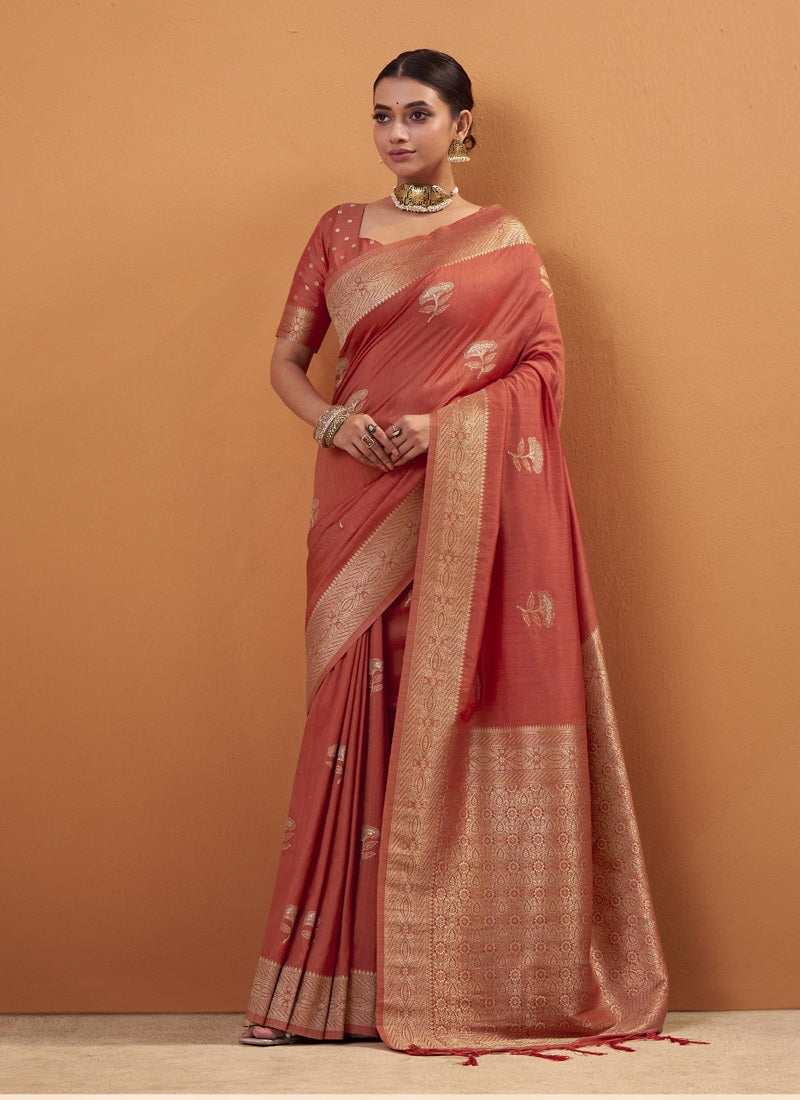 Tussar Silk With Rich Zari Border Saree Collection