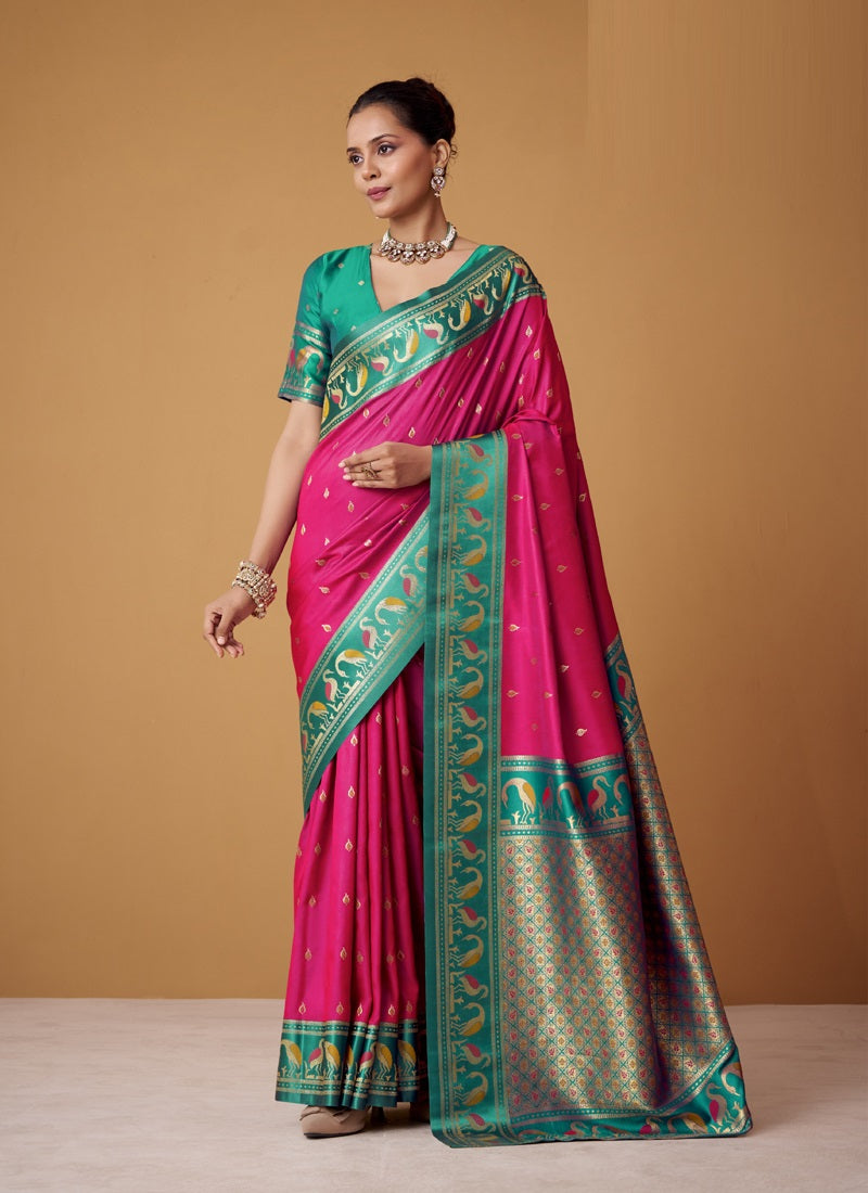 Soft Satin Silk With Rich Zari Border Saree Collection
