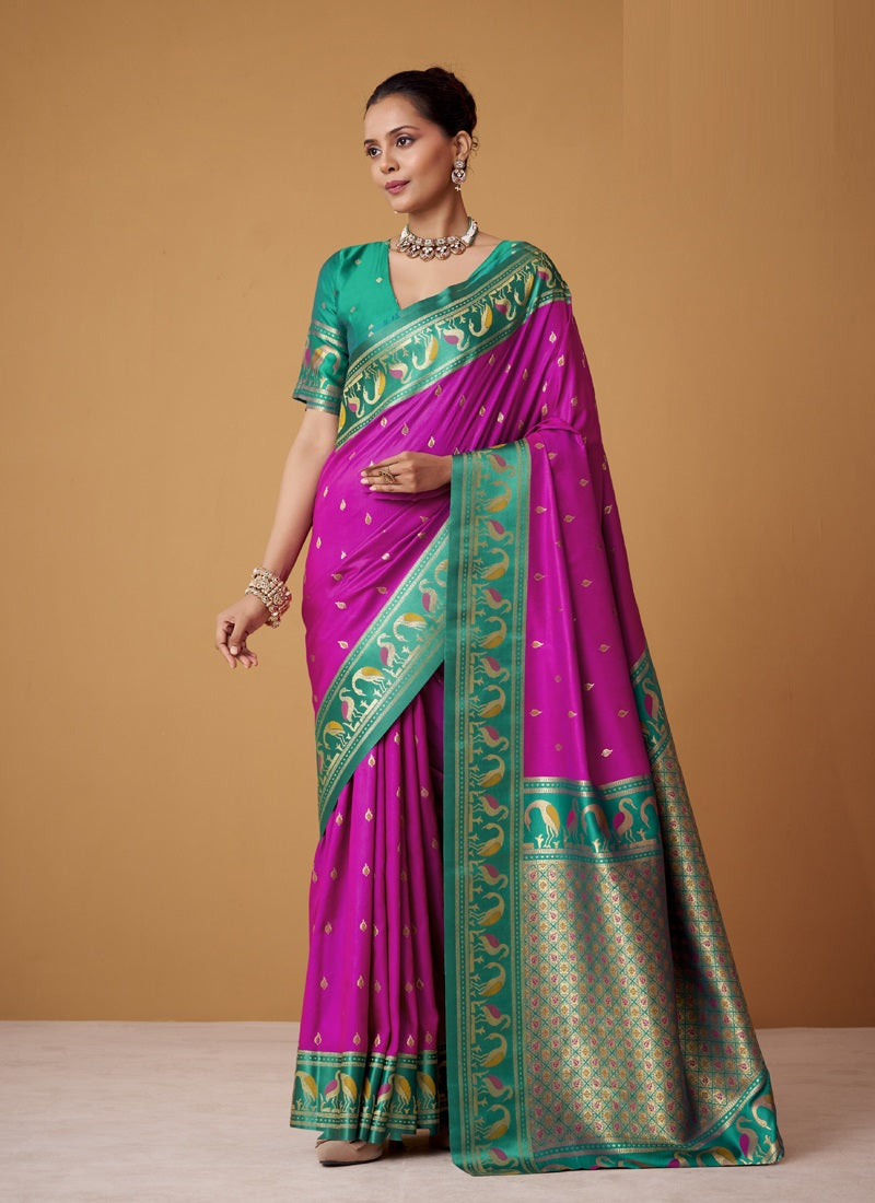 Soft Satin Silk With Rich Zari Border Saree Collection