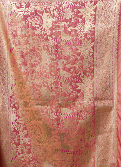 Peach Art Silk Beautiful Zari With Tussles & Rich Pallu Saree