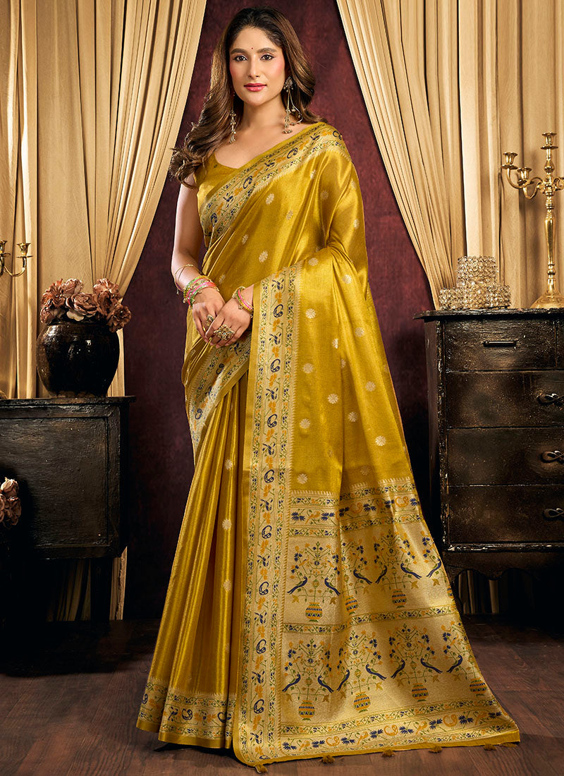 Tissue Silk With Tassels Traditional Wear Saree