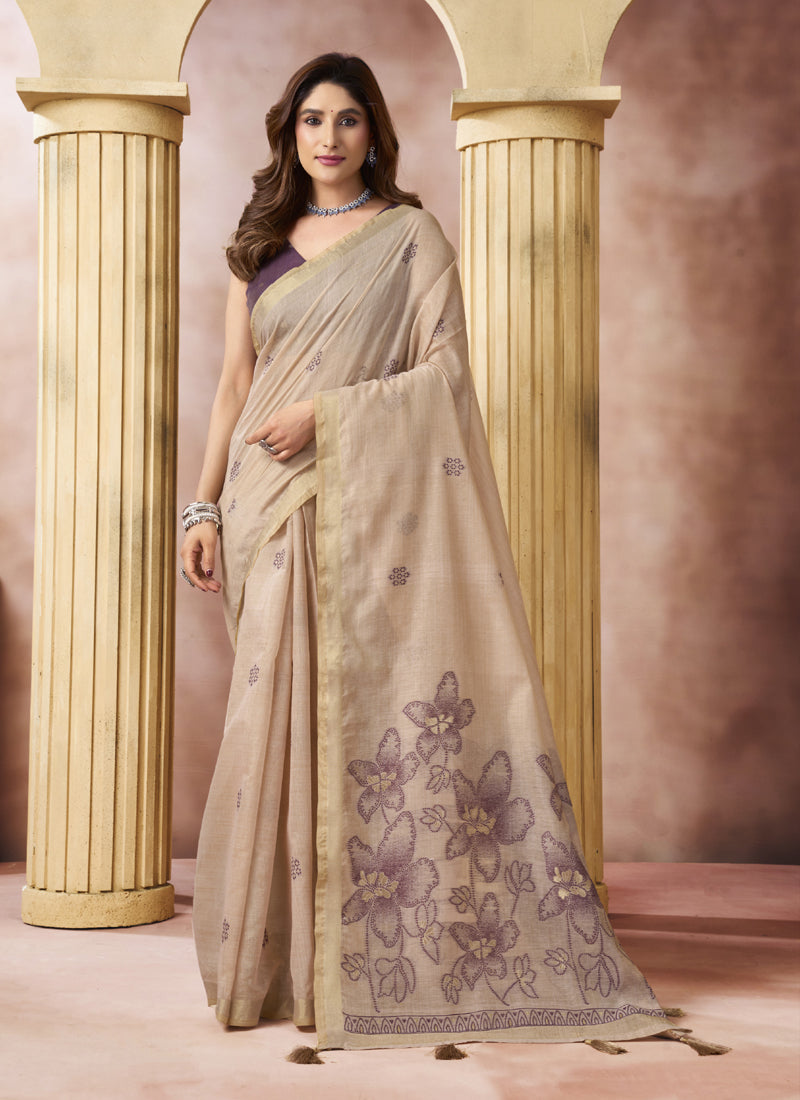 Cotton Saree With Tassels Casual Wear Saree