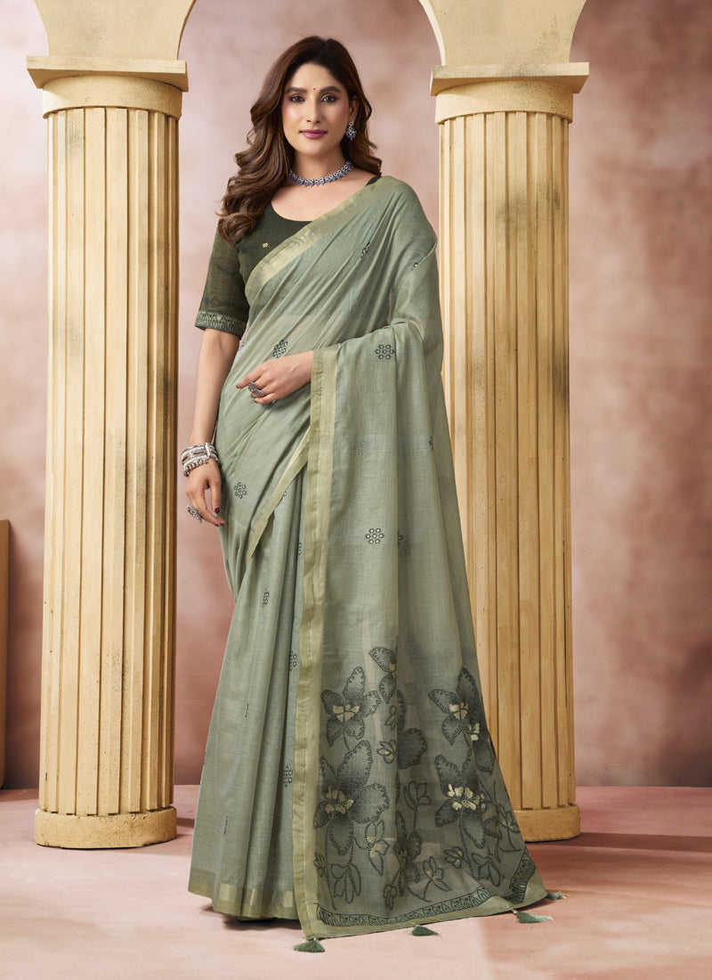 Cotton Saree With Tassels Casual Wear Saree