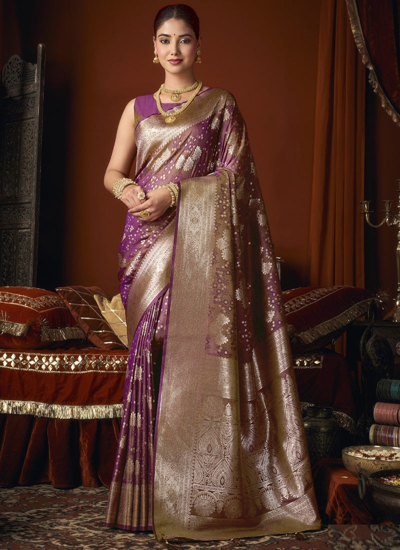 Jacquard Soft Silk With Rich Zari Weaving & Tassels Saree