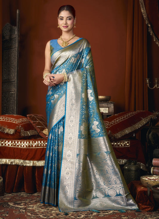 Jacquard Soft Silk With Rich Zari Weaving & Tassels Saree
