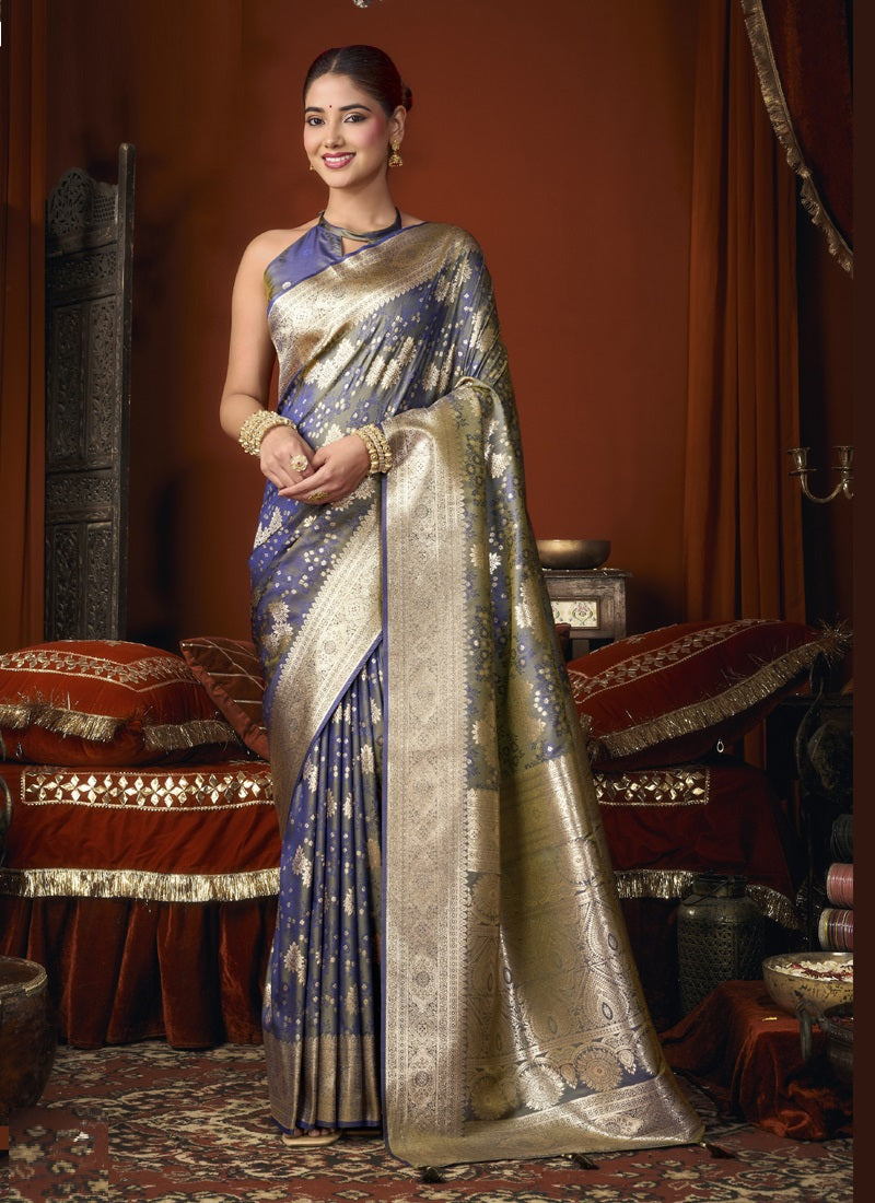Jacquard Soft Silk With Rich Zari Weaving & Tassels Saree