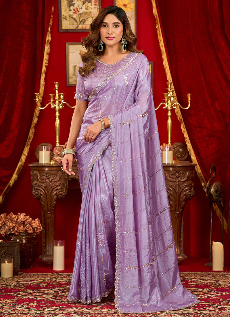 Silk Heavy Beads & Cut Work Designer Party Wear Saree