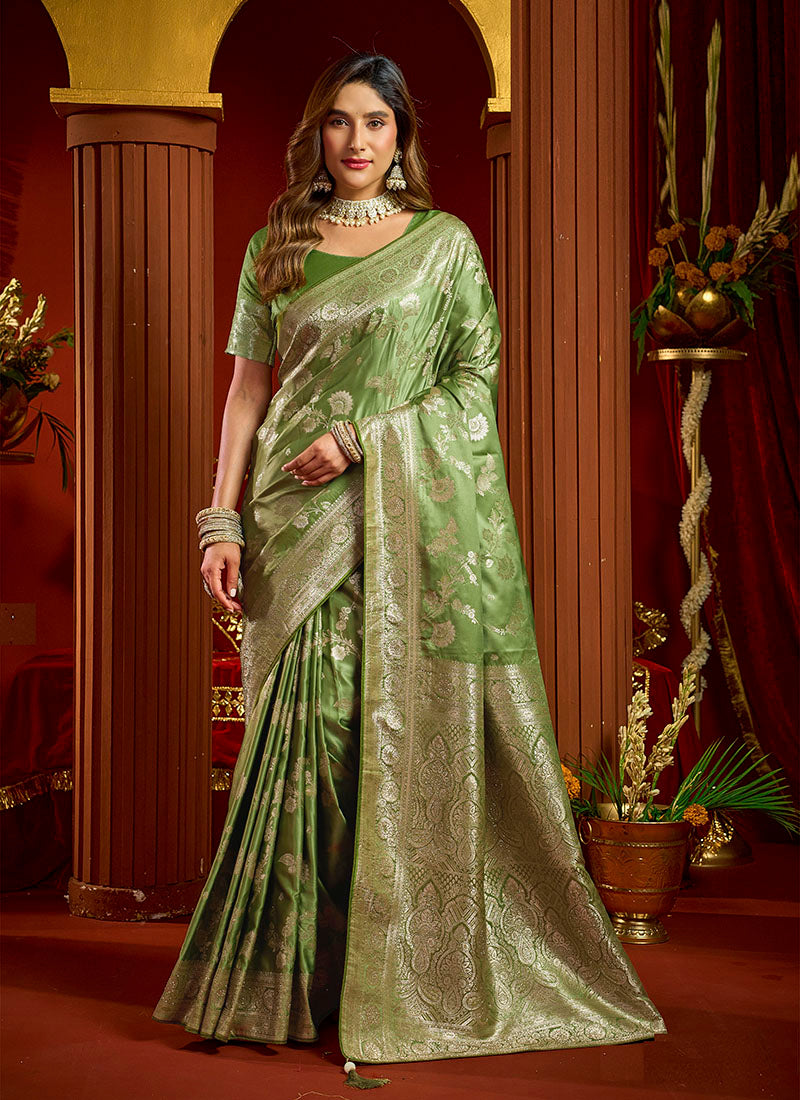Satin Silk Swarovski Work Festive Wear Saree