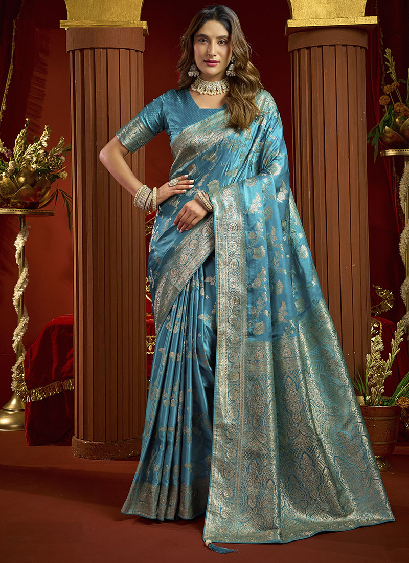 Satin Silk Swarovski Work Festive Wear Saree
