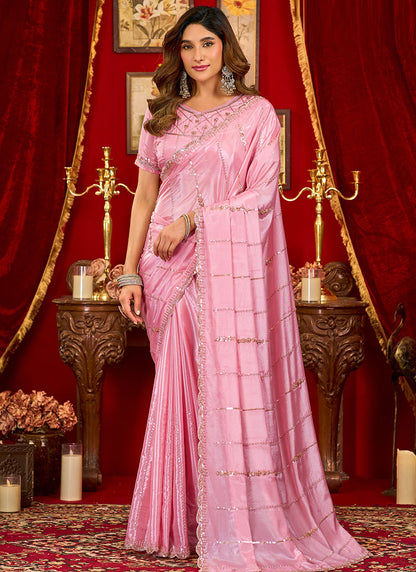Silk Heavy Beads & Cut Work Designer Party Wear Saree