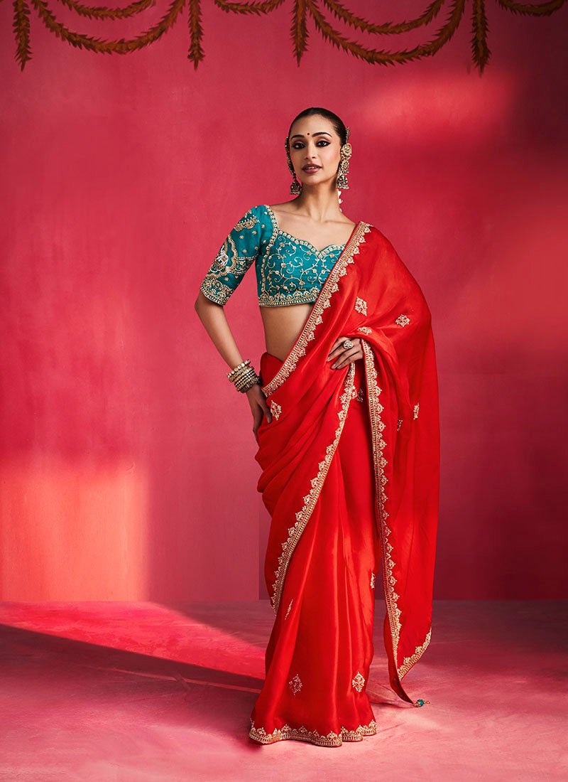 Fancy Soft Shimmering Sequin & Stone Work Party Wear Saree