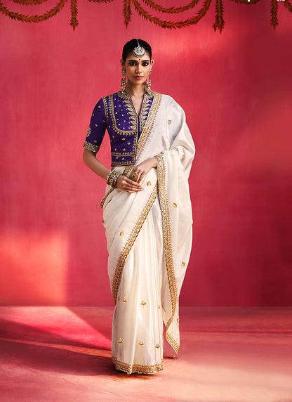 Fancy Soft Shimmering Sequin & Stone Work Party Wear Saree