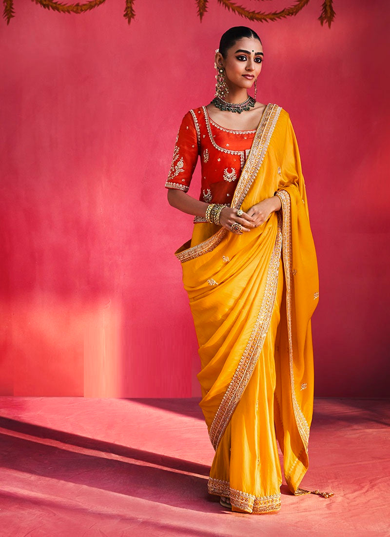 Fancy Soft Shimmering Sequin & Stone Work Party Wear Saree