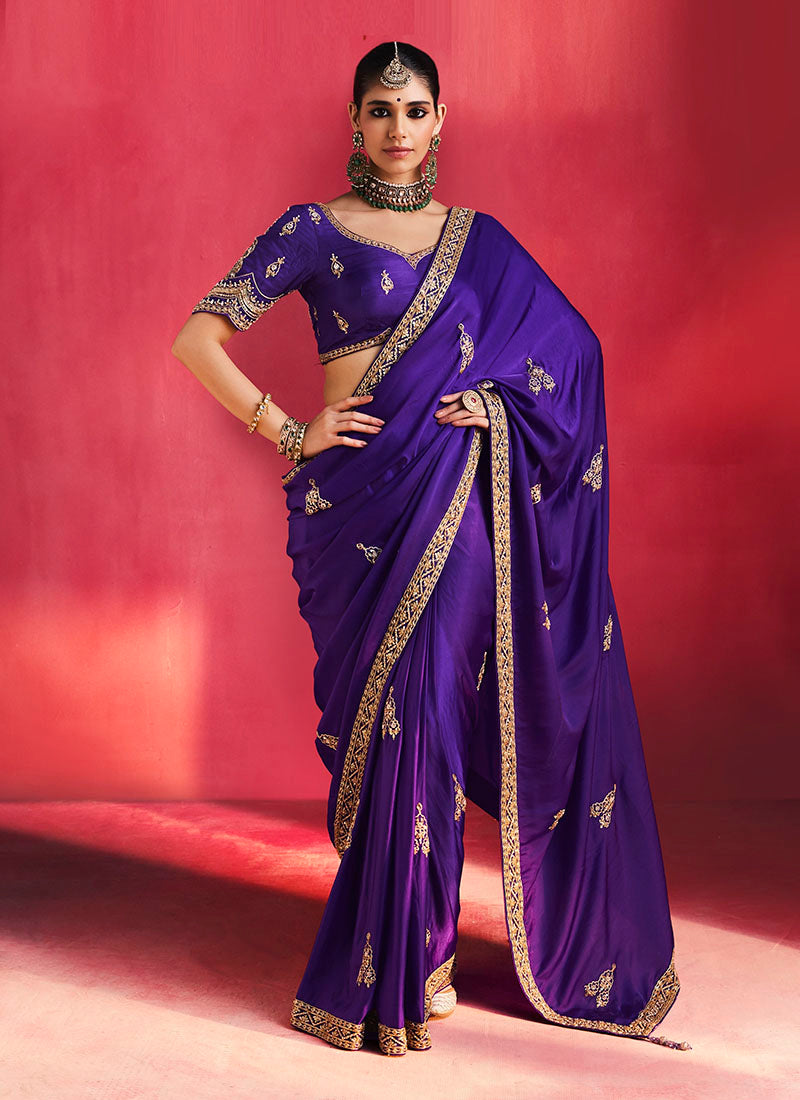 Fancy Soft Shimmering Sequin & Stone Work Party Wear Saree