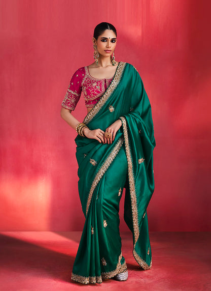 Fancy Soft Shimmering Sequin & Stone Work Party Wear Saree
