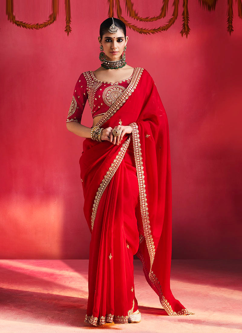 Fancy Soft Shimmering Sequin & Stone Work Party Wear Saree