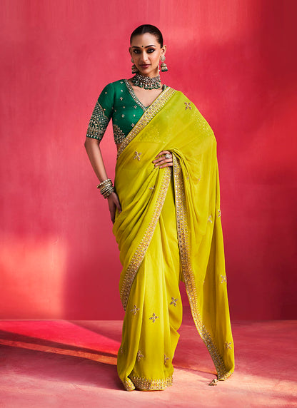 Fancy Soft Shimmering Sequin & Stone Work Party Wear Saree